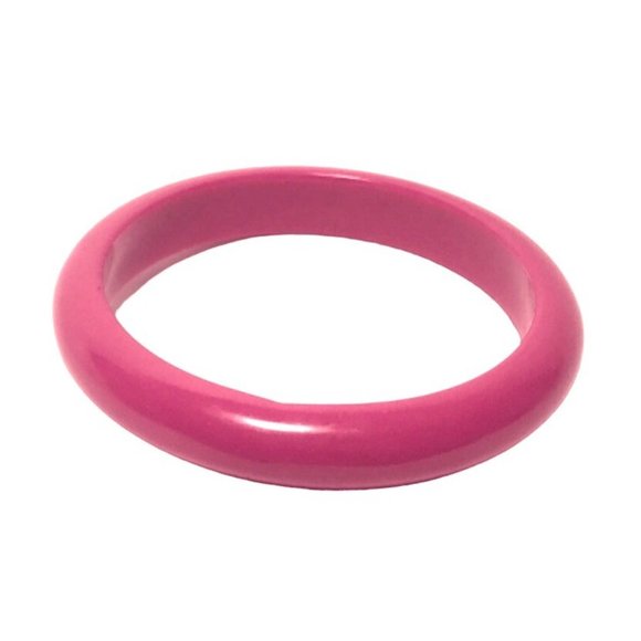 Vintage 1980s to Y2K Domed Hot Pink Color Pop Lucite Bangle Bracelet - Picture 4 of 6